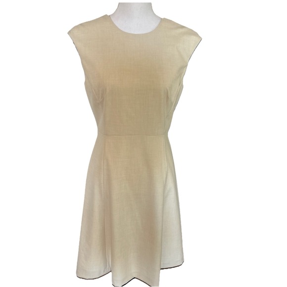 Antonio Melani OLIVIA Cap Sleeve Size 4 Lined Midi Dress A-Line Dune Ivory‎ NWT - Picture 1 of 16